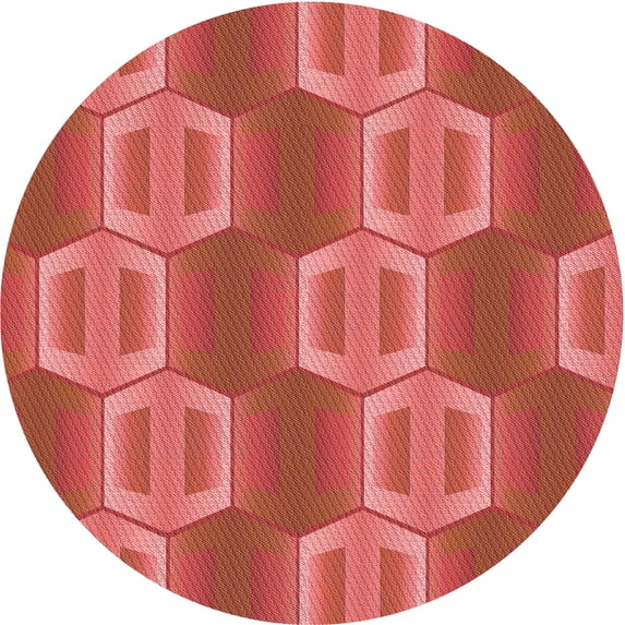 Ahgly Company Machine Washable Indoor Round Transitional Tomato Red Area Rugs, 6' Round