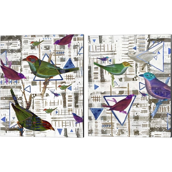Great Art Now Bird Intersection by Lori Arbel 2 Piece Canvas Art Set Each 12"W x 15"H