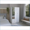 thumbnail image 2 of Wardrobes 3-Door with Mirror, 2 Drawers & Hanging Bar | 71"H x 35"W x 20"D | White | Laminated Particle Board, 2 of 7