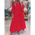 thumbnail image 5 of Women'S 2025 Lace Eyelet Embroidery Maxi Dress V-Neck Trumpet Sleeve Boho Flowy Swing Dress Red XXL, 5 of 6