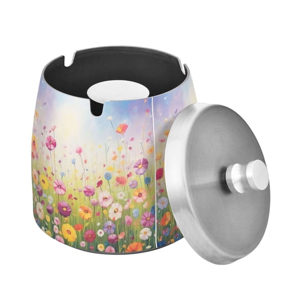 Brightly Bushes Ashtray with Lid Outdoor for Patio Stainless Steel Cigar Ashtray Odorless Smokeless for Home Office Balcony