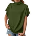 thumbnail image 2 of WCJM Women's Short Sleeve V-Neck Shirts Loose Casual Tee T-Shirt Women's Short Sleeve T-Shirt Women's Summer Solid Color High Neck Loose Casual Short Sleeved T Shirt Top, 2 of 5