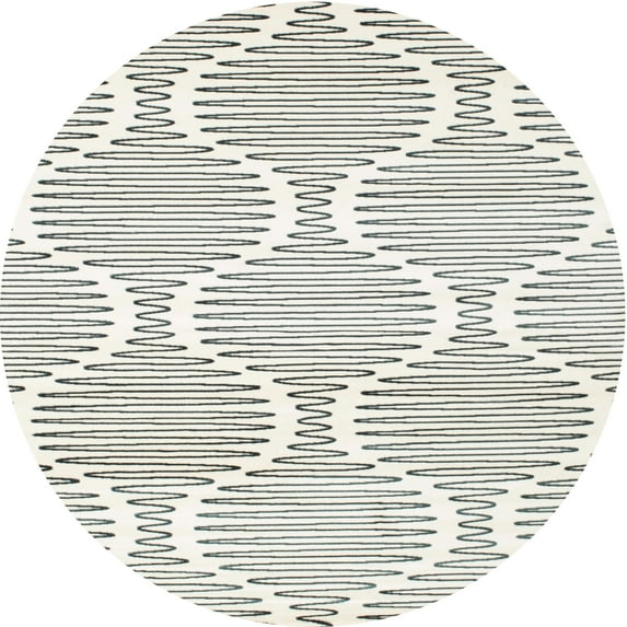 Ahgly Company Indoor Round Contemporary Gunmetal Gray Abstract Area Rugs, 8' Round