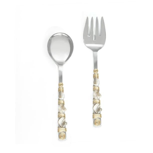 Yo Treasure Tiramisu MotherofPearl Stainless Steel Ivory Gold Salad