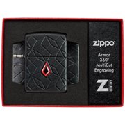 Zippo 46756 Armor Crystal Design Matte Black Metal Pocket Lighter