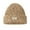 Khaki, variant on Womens Ribbed Knit Beanie Hat Mountain Print Patch Breathable Stretchy Beanie Midweight Fall Outdoor Activities Casual Trendy Hats