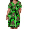 thumbnail image 3 of Vestido playero holgado con bolsillos y subtítulos en japonés de chica anime con cabello color lima, ropa de verano para mujer., 3 of 7
