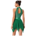 thumbnail image 4 of Aislor Women Ruched Metallic Mesh Lyrical Dance Dress Irregular Ballet Leotard Modern Contemporary Green M, 4 of 7