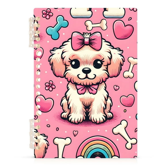 Dog Bone Rainbow Heart Notebooks 1-subject Journal 60 Sheets A5 College Ruled Paper Detachable Ring 8.3"x5.7"