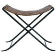 thumbnail image 2 of Beaumont Lane Rustic Industrial 17.5'' Transitional Metal/Leather Stool in Brown, 2 of 9