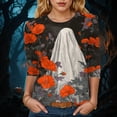 thumbnail image 2 of YDFCWXW Halloween Shirts for Women 3/4 Sleeve Length Fall Fashion 2025 Pumpkin Ghost Spooky Season Shirt Red, XL, 2 of 4
