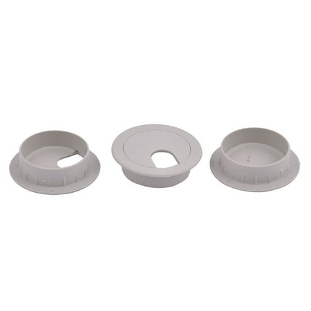Plastic Computer Desk Round Grommet Wire Cable Hole Cover Cap Gray