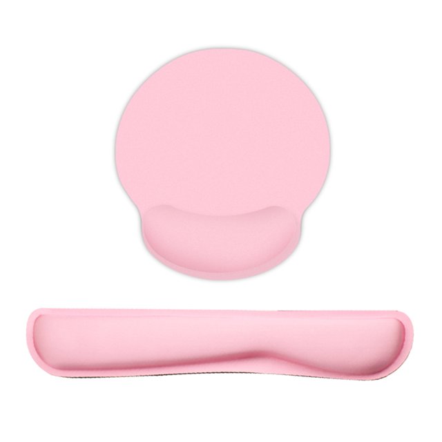 Juego de soporte de muñeca Teclado de espuma viscoelástica Reposamuñecas Juego de alfombrillas de ratón Teclado Alfombrillas de muñeca con tela de licra Base de goma antideslizante Rosa Abanopi Juego de soporte de muñeca
