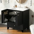 thumbnail image 2 of 30 Inch Black Bathroom Vanity Set with Ceramic Sink, Soft Close Doors, Ample Storage - Ideal for Compact Bathrooms, 2 of 9