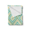 thumbnail image 2 of Aqua Soft Flannel Fleece Blanket, Square Rhombus Lines with Torn Paper Effect Pattern in Fresh Spring Colors, Cozy Plush for Indoor and Outdoor Use, 50" x 70", Turquoise Yellow White, by Ambesonne, 2 of 5