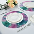 thumbnail image 4 of 15.4" Round Placemat Set of 4 Polyester Fabric Place Mats Non-Slip Dining Kitchen Table Mats for Kitchen Party Decor Pink and Teal Tie-dye, 4 of 5