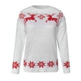 thumbnail image 5 of Arlun Women's Christmas Sweaters Funny Cute Reindeer Snowflake Patterns Knitted Tops Holiday Crewneck Long Sleeve Soft Comfort Loose Pullover Jumpers White XL, 5 of 7