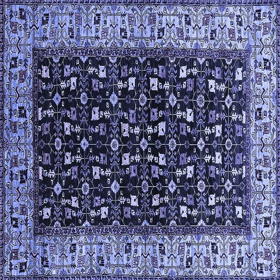 Ahgly Company Indoor Square Oriental Blue Industrial Area Rugs, 7' Square