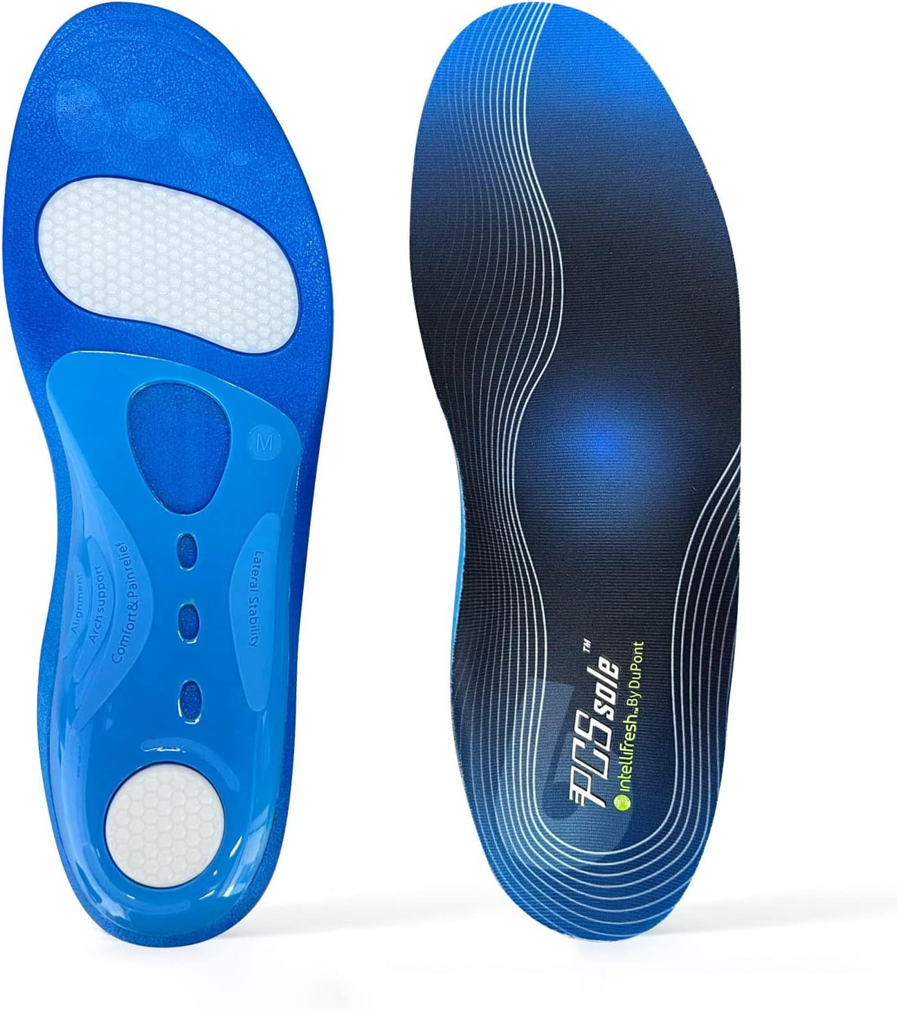 PCSsole Orthotic High Arch Support Insoles, Comfort Gel Work Boot Insert for Flat Feet, Plantar
