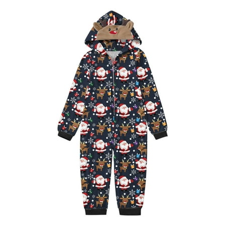 

Nomeni Romper For Christmas Family Pajamas Cute Big Headed Deer Print Pjs Plaid Long Sleeve Jumpsuit Soft Casusal Holiday Sleepwear