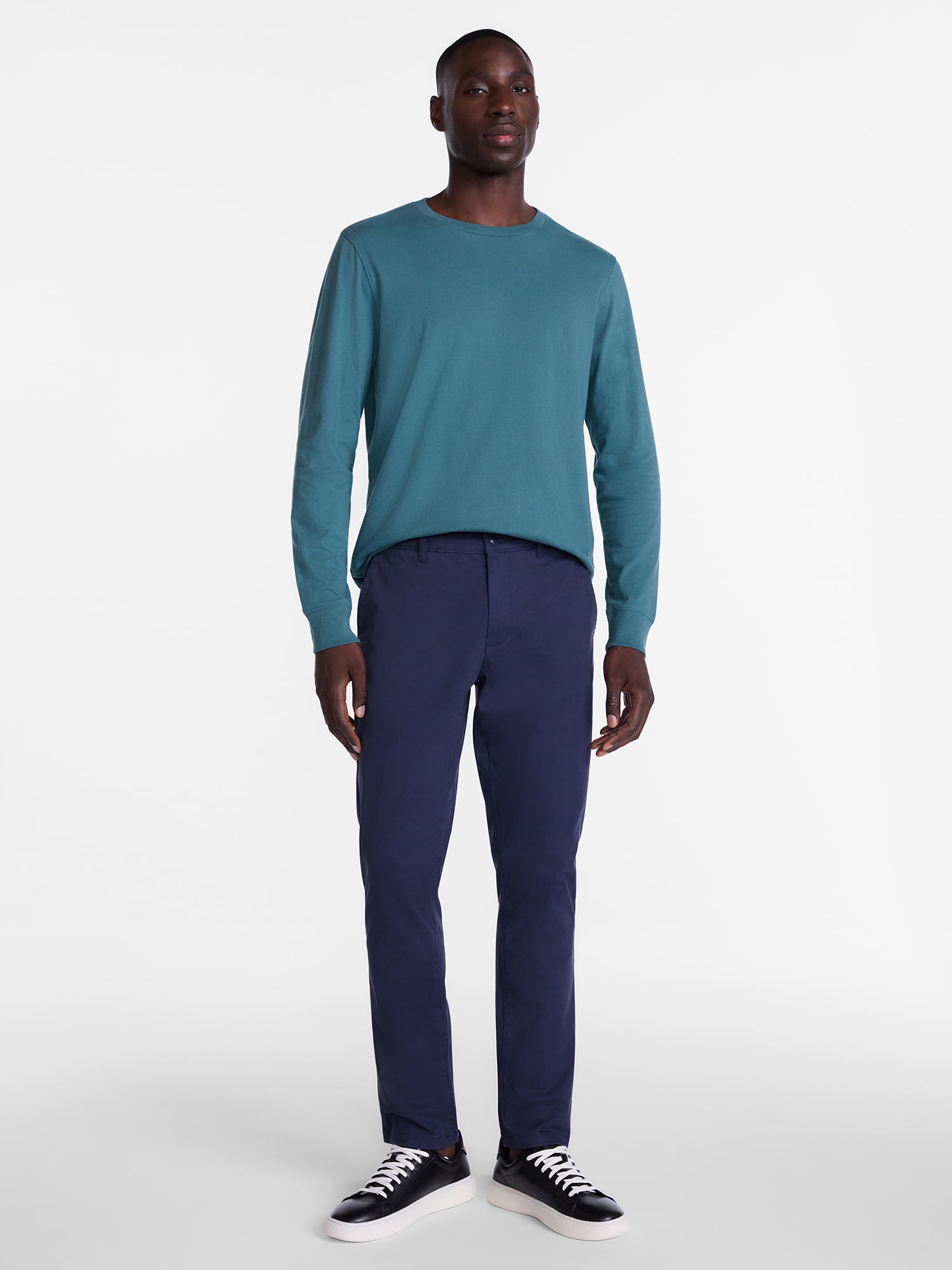 George Men's and Big Men's Cotton Crewneck Tee with Long Sleeves, Sizes XS-3XL