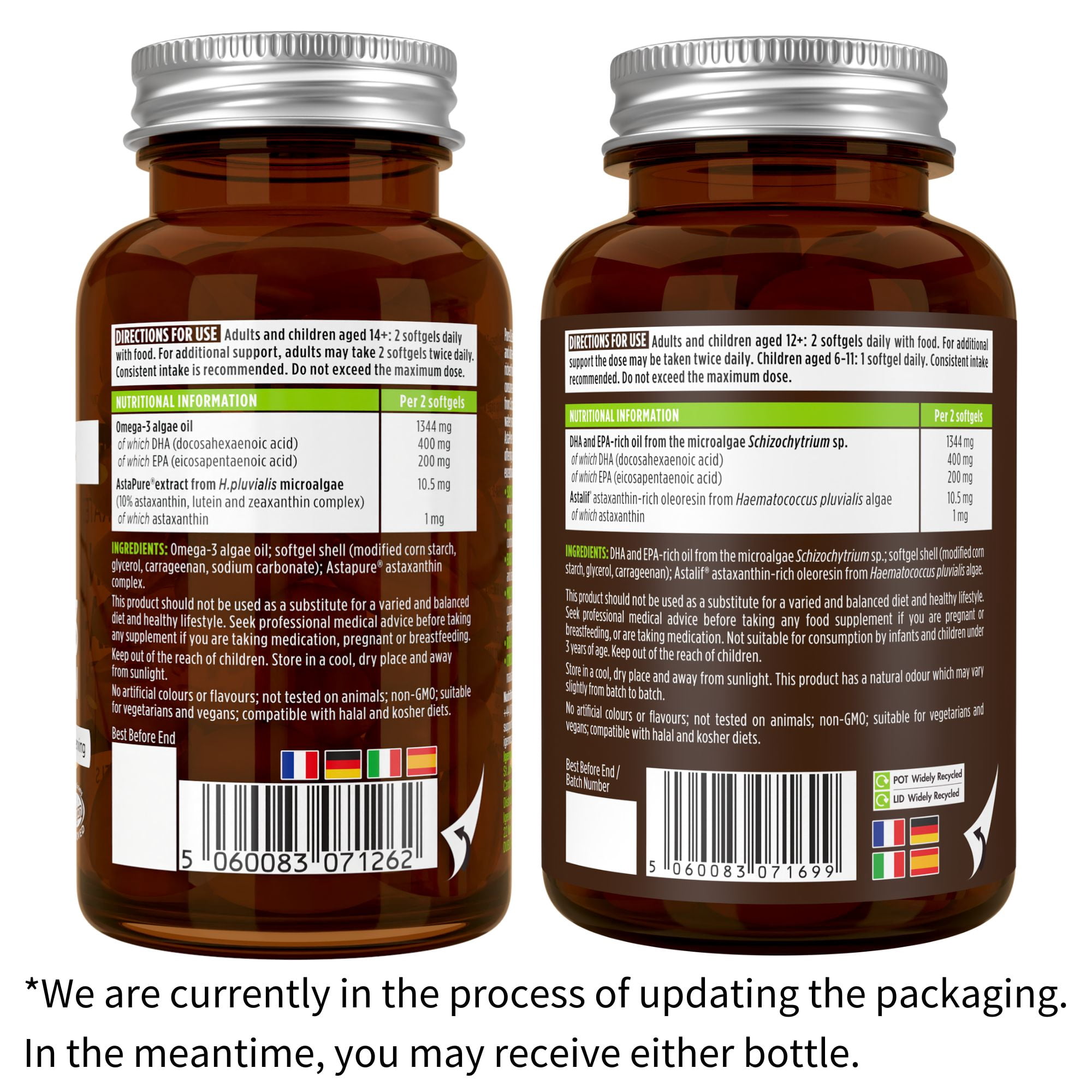 Igennus Vegan Omega-3 Algae Oil, IAOS Certified Pure, 400mg DHA & 200mg EPA per Serving, 90 Servings, Triglyceride Form, Supports Brain & Heart Health, with Astaxanthin, 180 Small Softgels