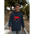 thumbnail image 2 of Argyle Love Emoji - Playful Hearts Graphic Youth's Hoodie, 2 of 4