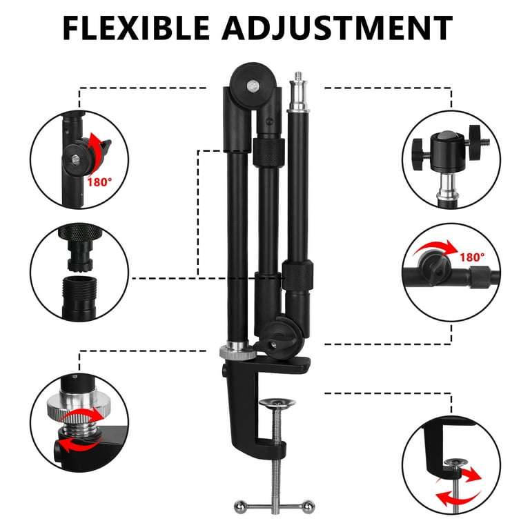 Geekria for Creators Microphone Arm Compatible with Elgato Wave:1, Wave:3  Mic Boom Arm Mount Adapter, Suspension Stand, Mic Scissor Arm, Desk Mount