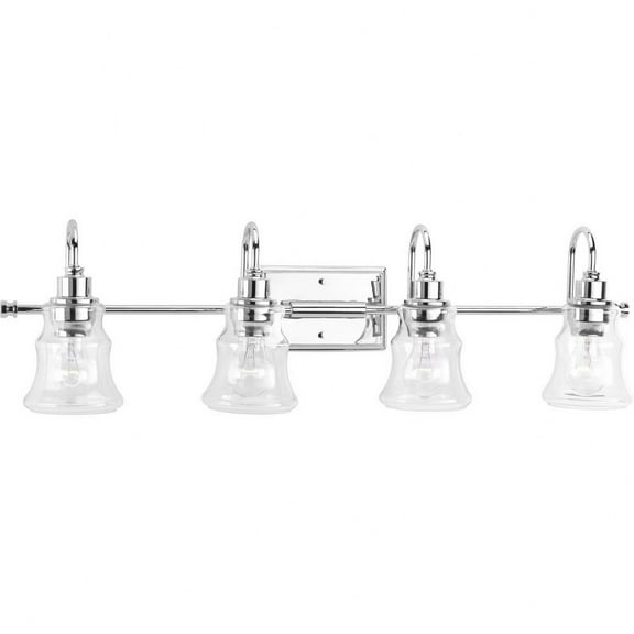 Litchfield Collection Four-Light Polished Chrome Clear Glass Coastal Bath Vanity Light