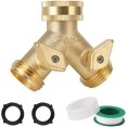 thumbnail image 1 of Divisor de manguera de jardín, 2 vías, resistente, Y 3/4, conector de manguera de agua, divisor de grifo con 2 arandelas de goma, cinta de manguera de ptfe,11 Feliz Sencillez, 1 of 5