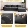 thumbnail image 3 of Exnote 108'' Modular Boneless Sofa,Sectional Couch for Living Room, Tufted Oversized L Shape Deep Seat Sectional Sofa with Ottoman & 3 Throw Pillows, Corduroy Cloud Couch, Dark Gray, 3 of 9
