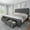 KING-Gray, variant on Luku Stylish Upholstered Platform Bed with Storage Solutions and Solid Wooden Slats