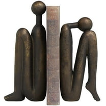 DecMode 4" People Bronze Polystone Bookends (Set of 2)