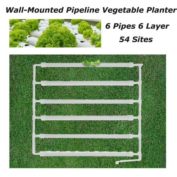 EQCOTWEA Hydroponic 54 Plant Site Grow Kit Wall-Mounted Pipeline Vegetable Planter PVC
