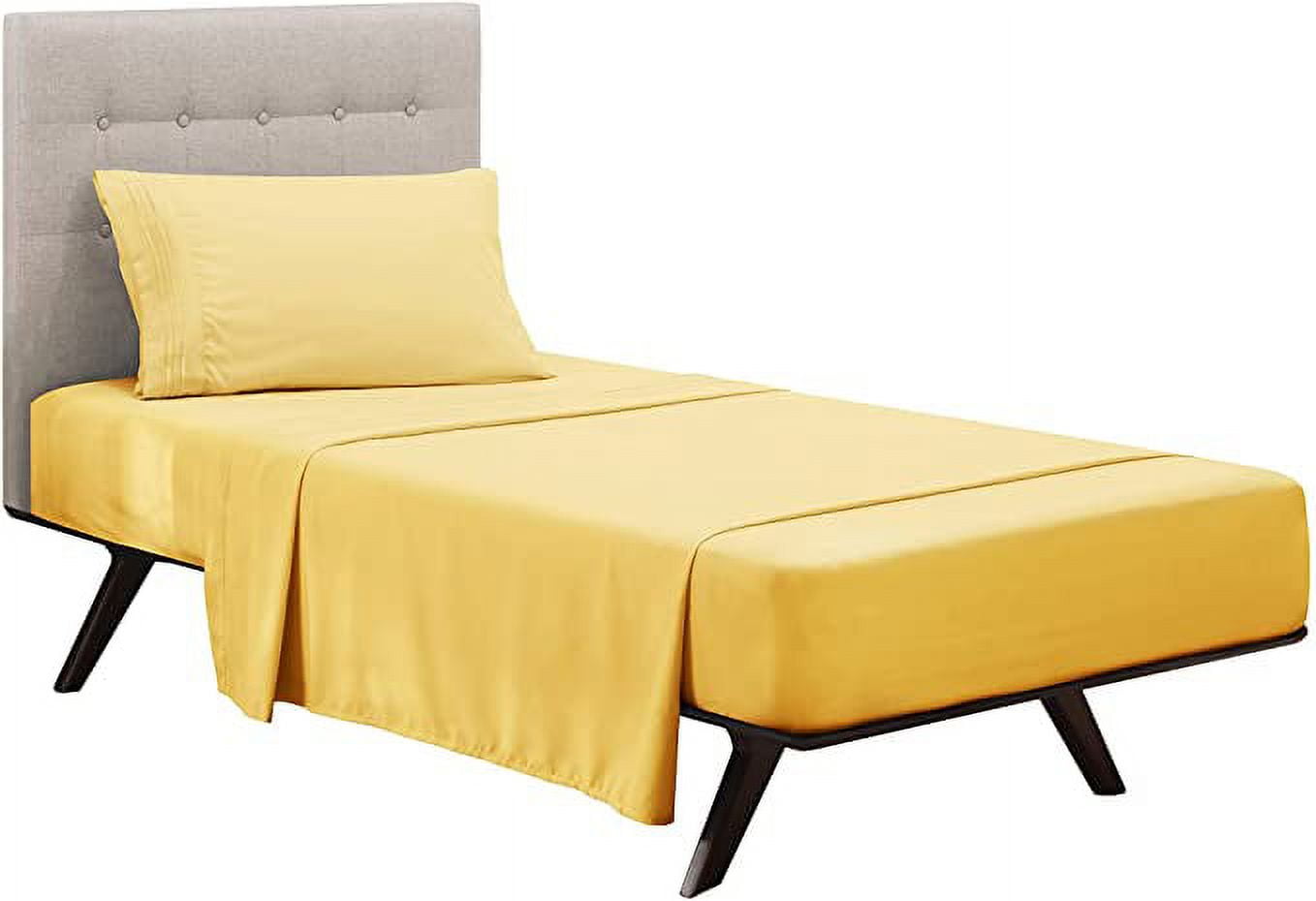 Clara Clark Premier 1800 Microfiber Collection 3-Line Bed Sheet Set, Twin Size, Custard Mellow Yellow