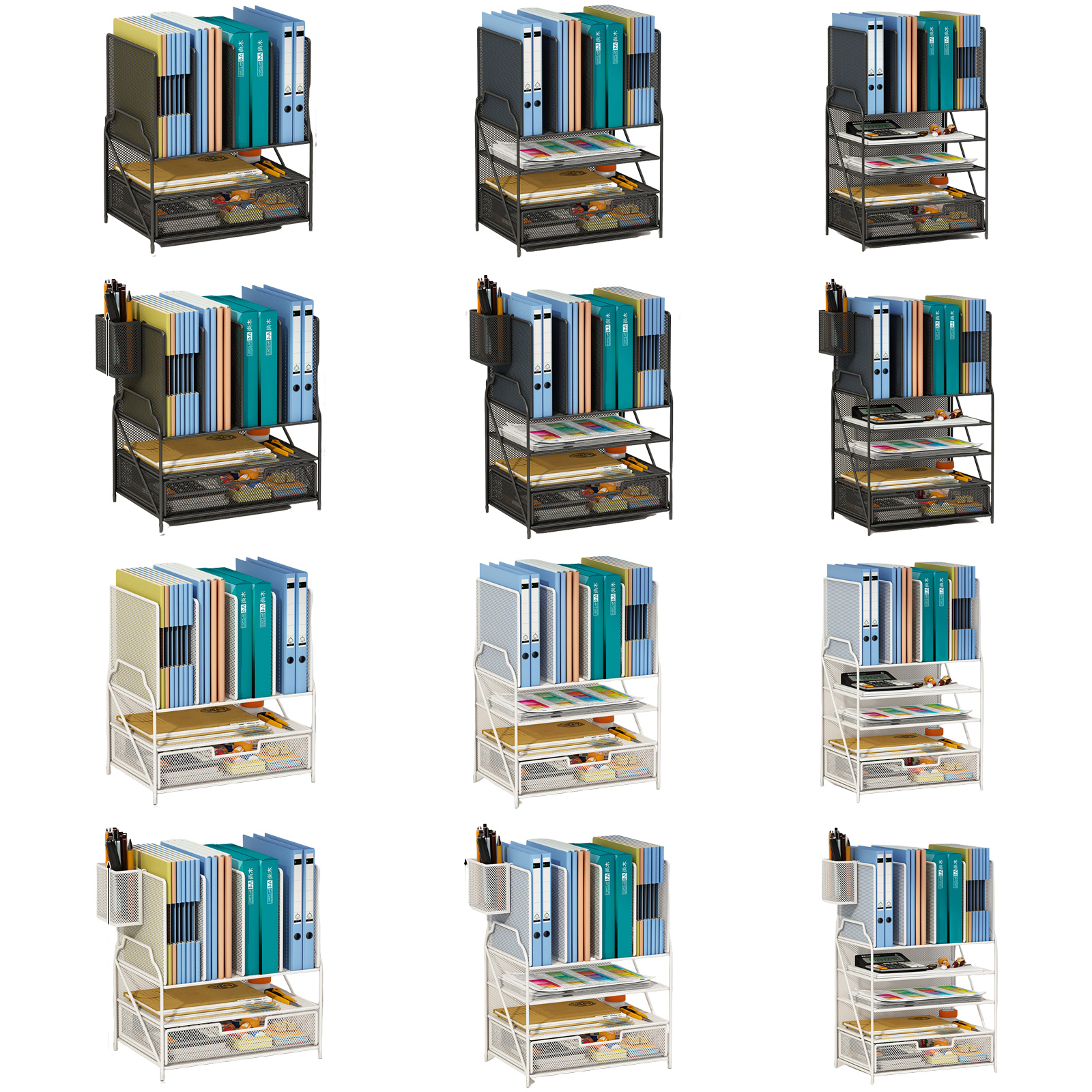 Large Capacity Desk Organiser Pen Holders Paper Letter Tray with File Holders Desk Accessories for Office