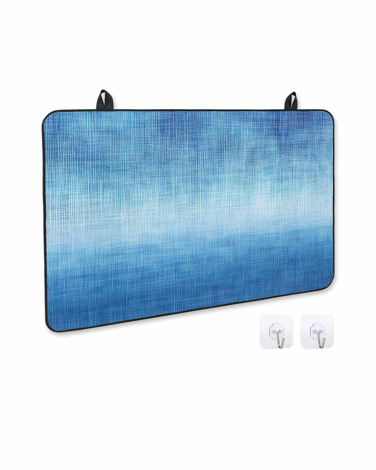 nqOlkjepod Large Induction Cooktop Protector Mat 31"x24", Blue Ombre Stove Top Covers for Electric Stove, Vintage Chic Gradient Abstract Texture Art Stove Burner Cover Mats, Glass Top Stove Cover