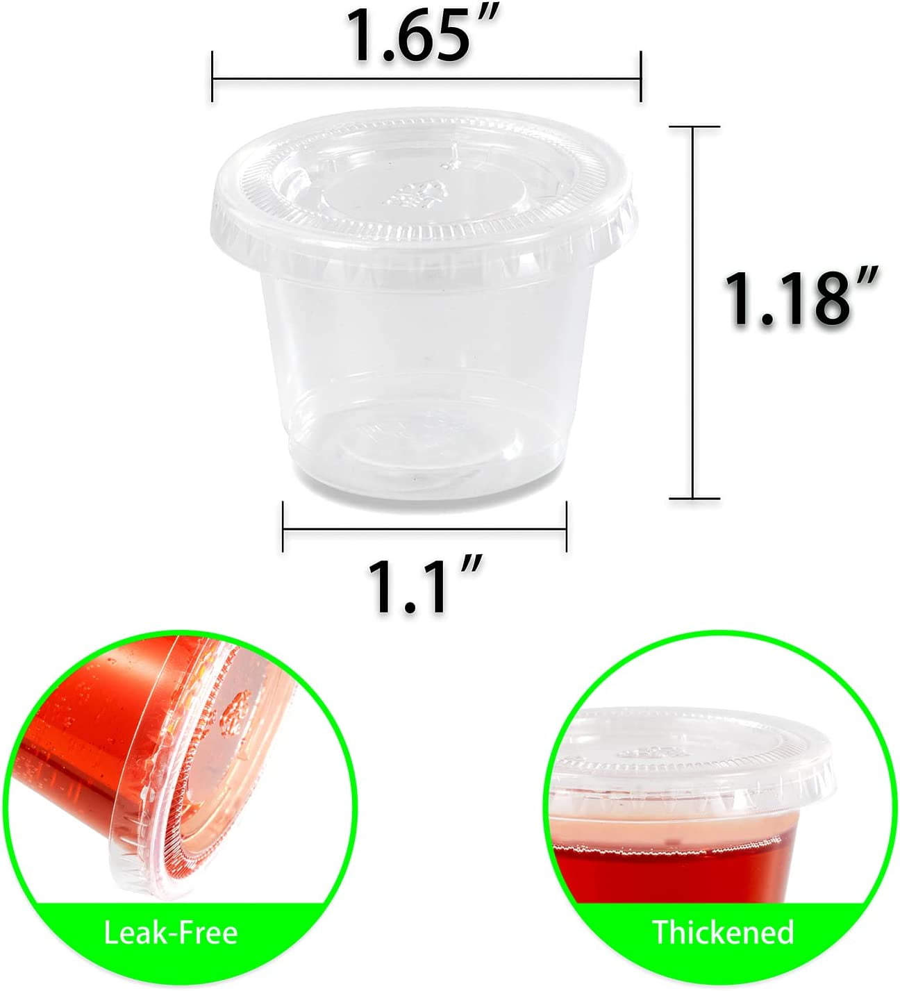 NRlinX 50 Sets - 5 oz. Plastic Condiments Containers with Hinged Lids   Multipurpose Small Plastic Containers for Sauce, Dip and Dressing - Jello  Shot Cups 5OZ