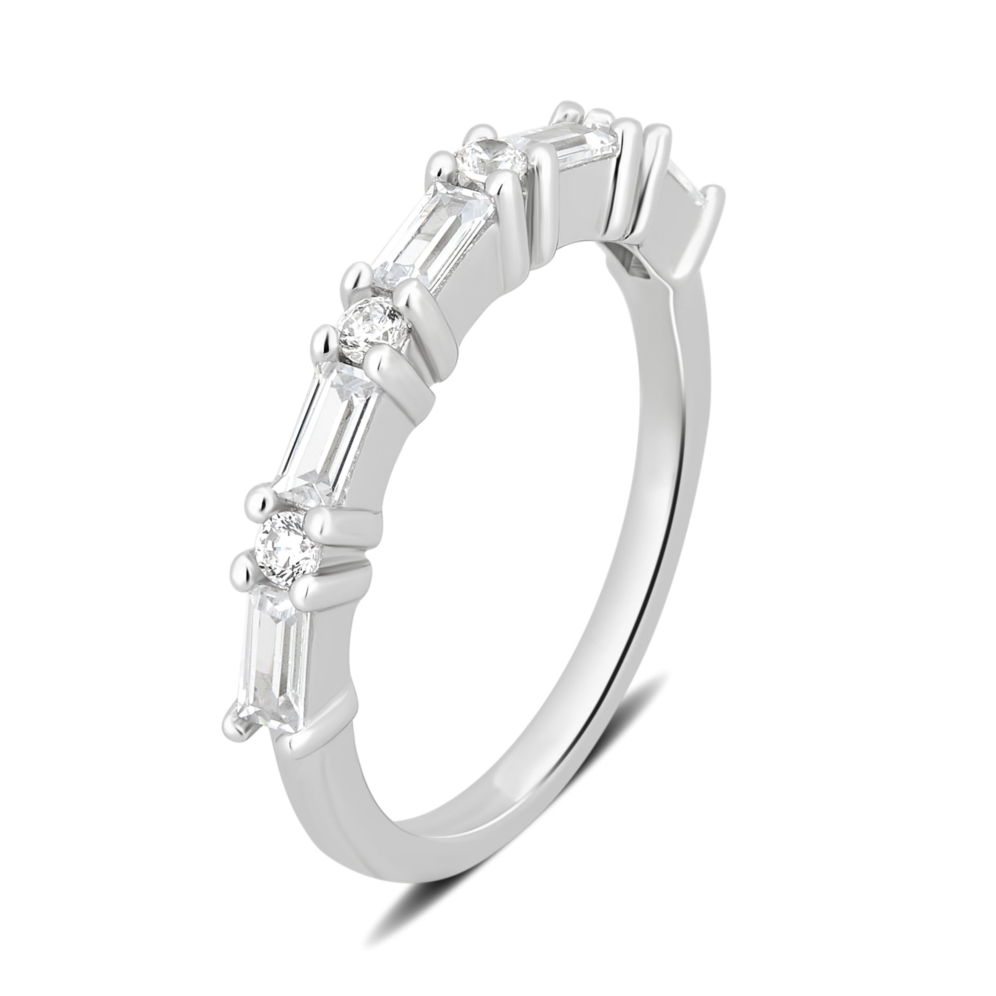 Arista 1 1/5 Carat T.W. Round & Baguette White Cubic Zirconia Women's Wedding Ring in Sterling Silver