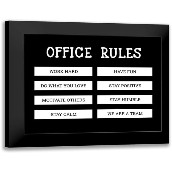 CAD Designs 14x12 Black Modern Framed Museum Art Print Titled - Office Rules