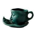 thumbnail image 4 of Esquirla Coffee Cup with Saucer Tea Cup and Saucer Interesting European 100ml Water Glass Teaware Cappuccino Cups Human Face Shape Mug green, 4 of 8