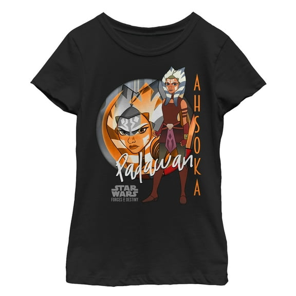 Girl's Star Wars: Forces of Destiny Ahsoka Padawan Graphic Tee Black Medium