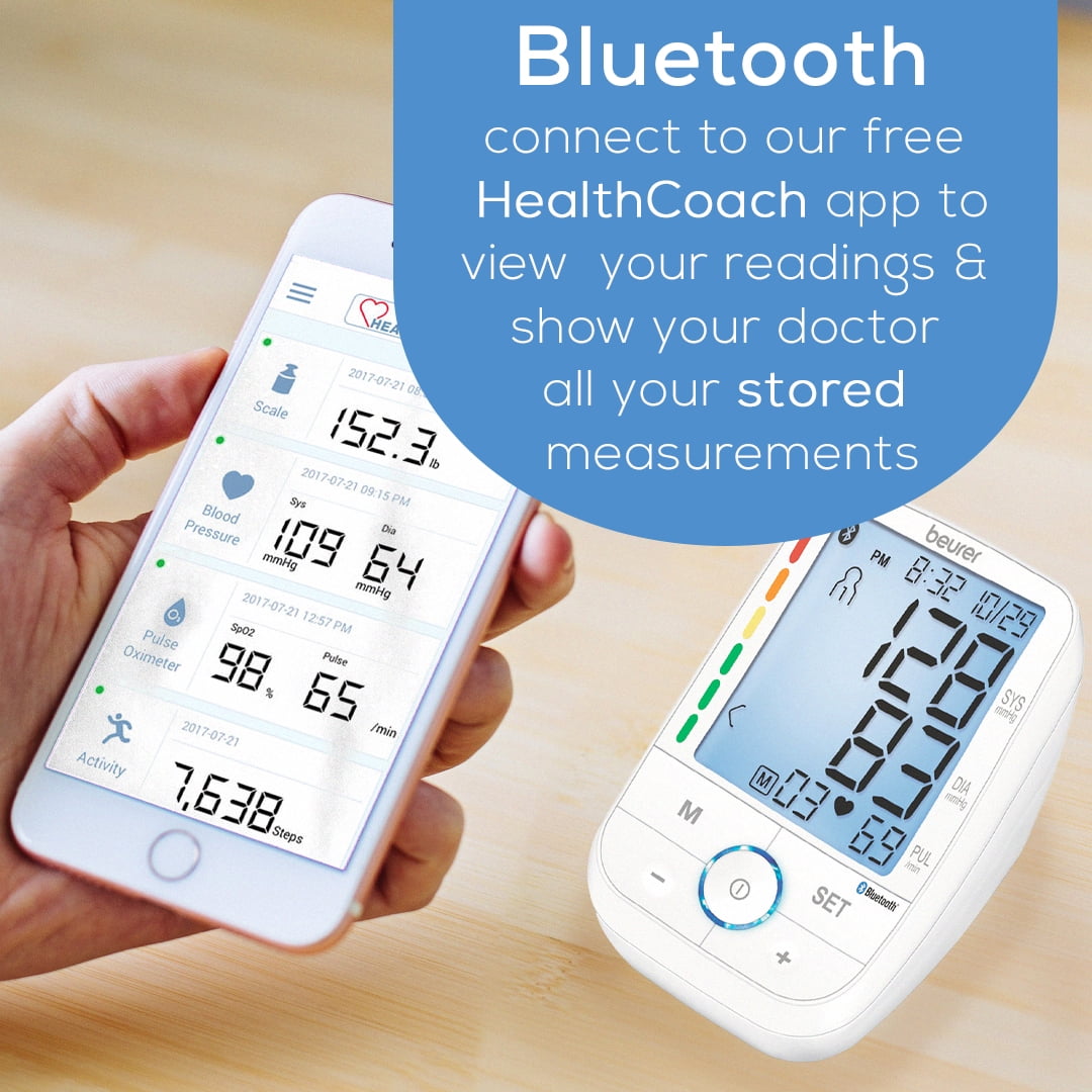 BM67 Beurer Upper Arm Blood Pressure Monitor, Universal Cuff, XL LCD Display, Bluetooth with App