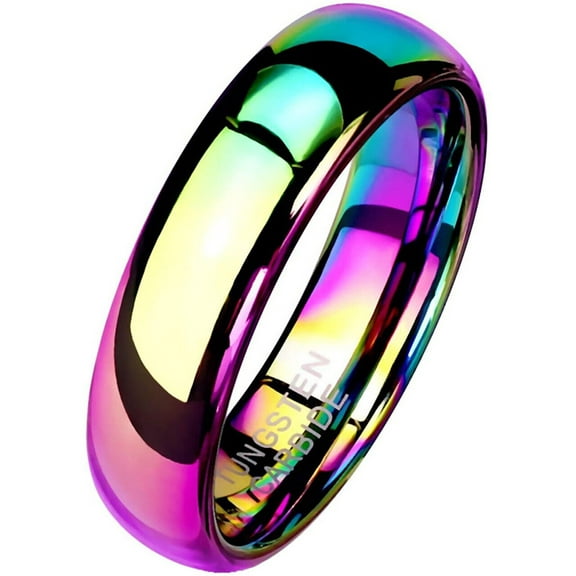 Wedding Rings Men or Women. 6mm Rainbow Anodized Gay & Lesbian Band LGBTQ