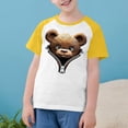 thumbnail image 2 of Feancey Boys Girls Cute Graphic Tees 2025 Trendy 3D Print Short Sleeve Tops Toddler Kids Casual Round Neck T-Shirts Yellow 7 Years, 2 of 9