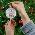 thumbnail image 4 of Happy Birthday Cute Puppy Pomeranian with Cake Gifts Party Hat Ceramic Round Ornament Pom Dog Lover Gifts Home Tree Decor - 00029, 4 of 5