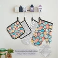 thumbnail image 5 of 5 Pcs Kitchen Set Heat Resistant Oven Mitts and Non-Slip Pot Holders with Adjustable Cooking Apron Colorful Small Stones, 5 of 6