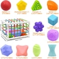 thumbnail image 3 of Juguete para bebés de 1 a 2 años, juegos sensoriales Montessori para bebés de 6, 9, 12 y 18 meses, clasificador de formas con bolas texturizadas, bolas sensoriales, cubo de actividad de desarrollo, juguete para niños y niñas JM, 3 of 5