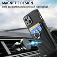 thumbnail image 3 of Carbon Fiber Patterned Case for iPhone 15, Wallet case with [360°Rotation Ring Kickstand] Credit Card Holder,PU Leather Shockproof Cover Women Men For iPhone 15, Black, 3 of 8