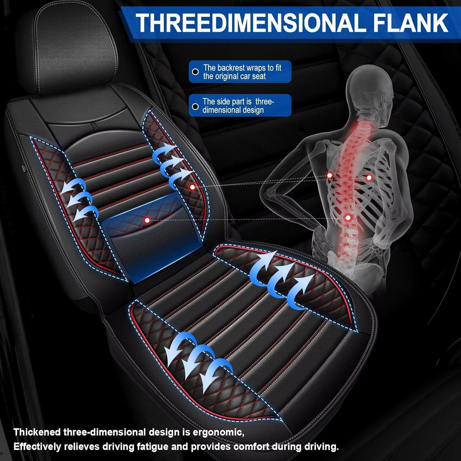 DIKSOAKR Car Seat Covers Full Set Fit for RAM 1500 2500 3500 2002-2024 2025 2026 Truck Pickup Crew Double Mega Quad Cab with Flat Bench
